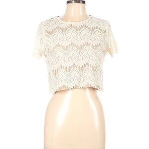Forever 21 Cream Lace Cropped Blouse